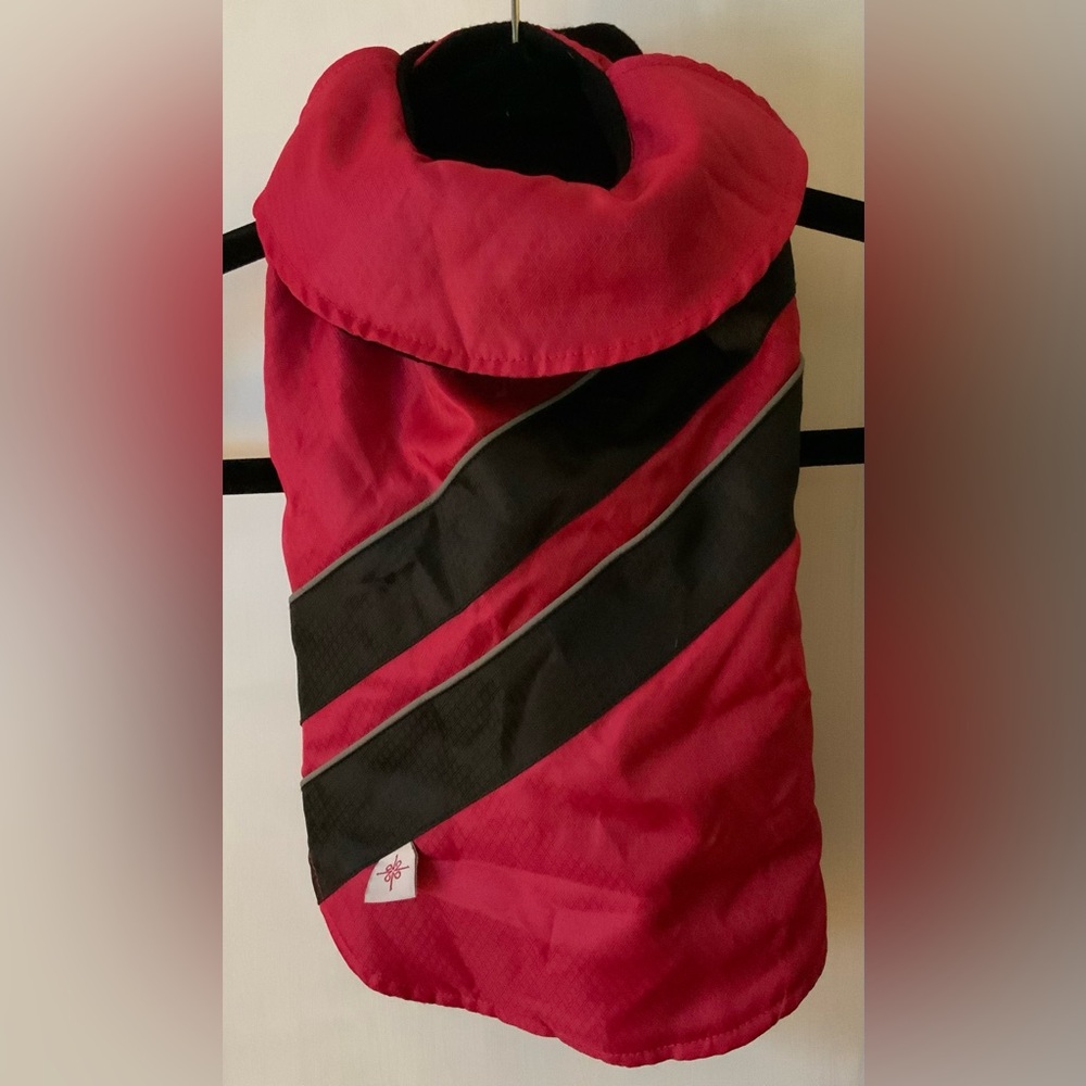 Pink and black water repellent fleece lined dog vest